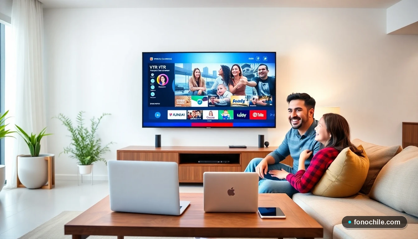 Familia chilena disfrutando del entretenimiento y la conectividad del Triple Pack VTR en su hogar.