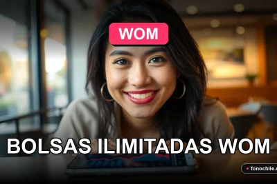 Una mujer sonriente disfruta de su plan de datos móviles con bolsas ilimitadas en su teléfono inteligente.