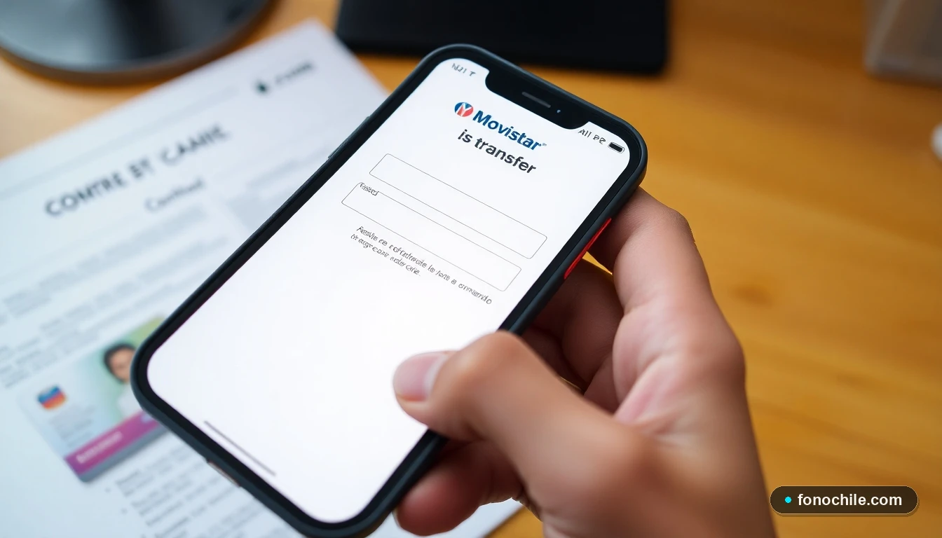 Proceso de cambio de titularidad en la app de Movistar Chile con documento de identificación