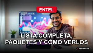 Guía visual de los paquetes y canales de Entel TV para el año 2026 en Chile, mostrando la interfaz moderna del servicio.