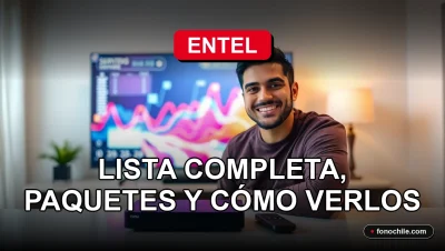 Guía visual de los paquetes y canales de Entel TV para el año 2026 en Chile, mostrando la interfaz moderna del servicio.