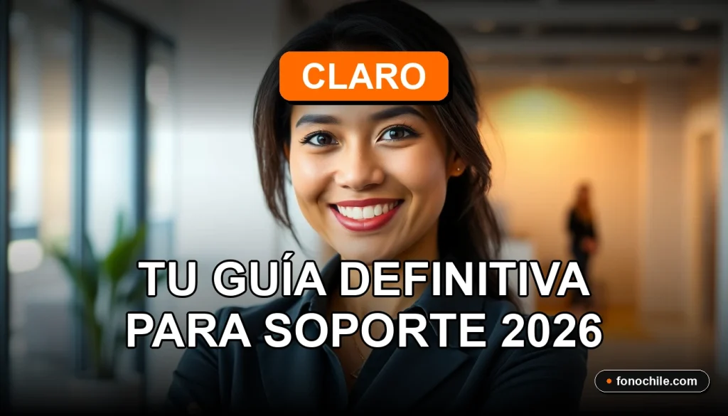 Mujer latina sonriente en oficina moderna representando el soporte al cliente de Claro Chile.
