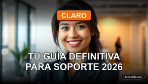 Mujer latina sonriente en oficina moderna representando el soporte al cliente de Claro Chile.