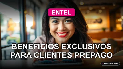 Mujer sonriente disfrutando de los beneficios exclusivos del Club Fidelización Entel Prepago en su teléfono.