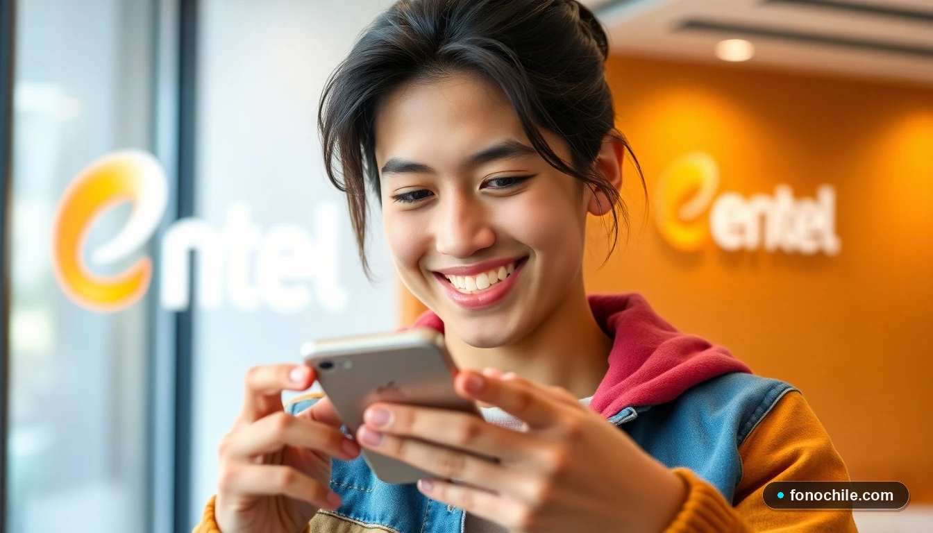 Cliente feliz recibiendo beneficios del Club Fidelización Entel en su celular