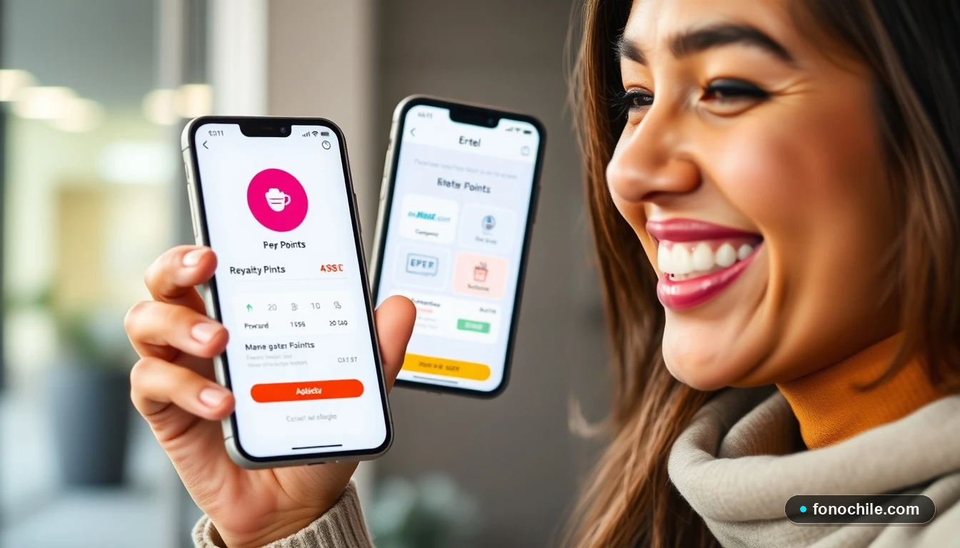 Persona usando la app de Entel para revisar los puntos de su Club de Fidelización en Chile.