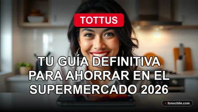 Mujer sonriente revisa su teléfono inteligente con la aplicación Club Tottus para ahorrar en el supermercado.