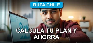 Hombre calculando su plan de cobertura dental internacional BUPA Chile 2026 en su computador portátil.