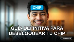 Hombre hispano sonriente con fondo desenfocado, concepto de servicio al cliente y soporte técnico para celulares en Chile.