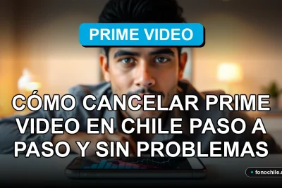 Persona en Chile usando un teléfono móvil para gestionar su suscripción a Prime Video en una interfaz abstracta.