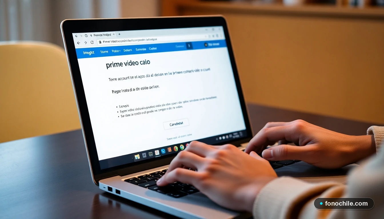 Persona cancelando su suscripción a Prime Video desde un computador en Chile