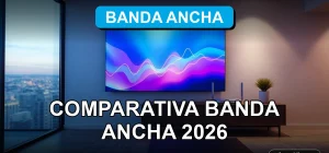 Comparativa de servicios de banda ancha 2026 en Chile, gráficos de velocidad en pantallas abstractas.