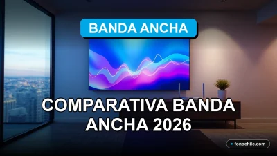 Comparativa de servicios de banda ancha 2026 en Chile, gráficos de velocidad en pantallas abstractas.