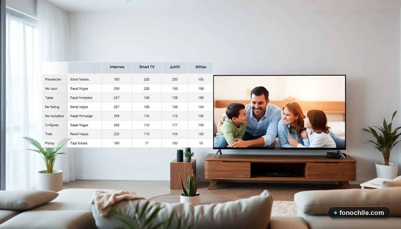 Comparativa visual de planes de banda ancha 2026 en Chile para streaming familiar