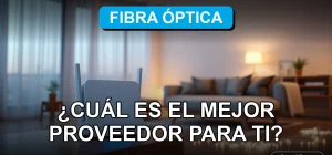 Comparativa de servicios de fibra óptica en Chile 2026 sobre fondo de sala moderna con conexión de red