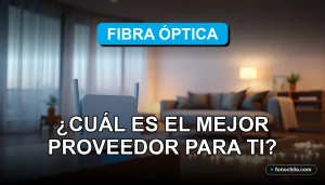 Comparativa de servicios de fibra óptica en Chile 2026 sobre fondo de sala moderna con conexión de red