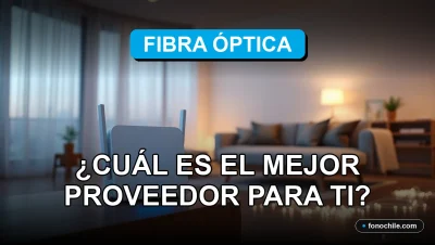 Comparativa de servicios de fibra óptica en Chile 2026 sobre fondo de sala moderna con conexión de red