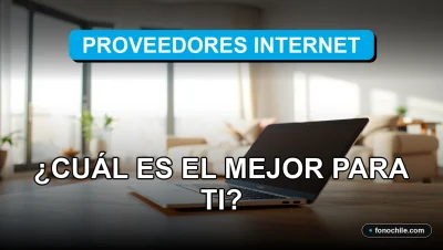 Comparativa de proveedores de internet en Chile 2026 sobre escritorio moderno con gráficos abstractos.