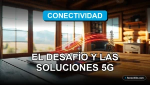 Soluciones de conectividad 5G para zonas rurales de Chile mostrando un mapa digital de cobertura en una tableta moderna.
