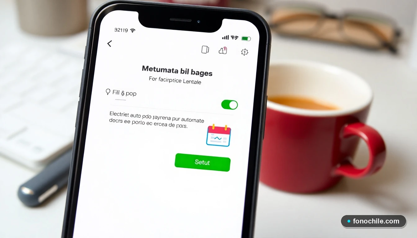 Configuración exitosa de pago automático para servicios básicos en aplicación móvil en Chile