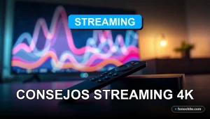 Consejos para streaming en calidad 4K Ultra HD en Chile, gráficos abstractos en pantalla de TV moderna.