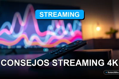 Consejos para streaming en calidad 4K Ultra HD en Chile, gráficos abstractos en pantalla de TV moderna.