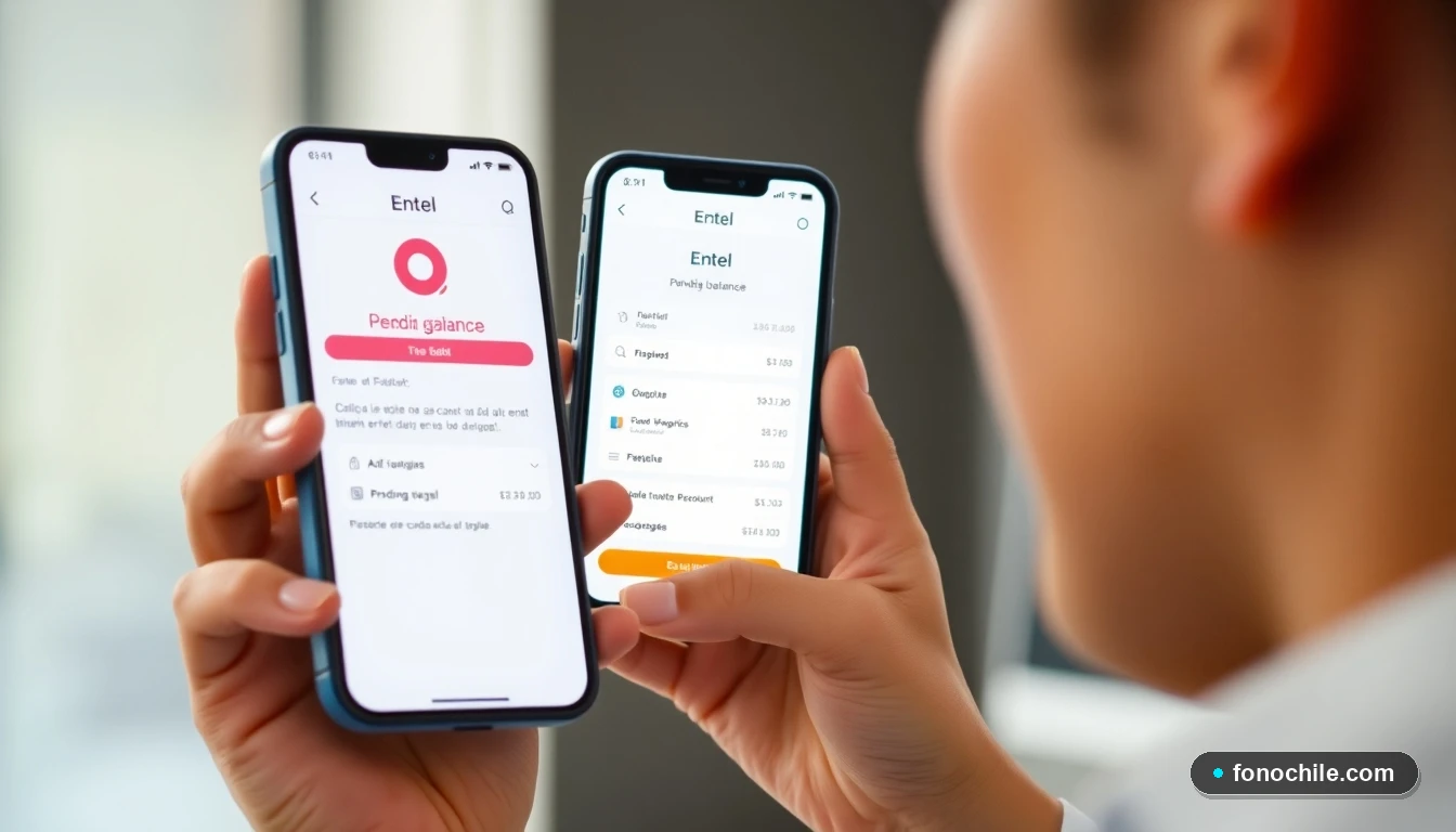 Persona consultando deuda pendiente en la aplicación de Entel desde su teléfono móvil en Chile