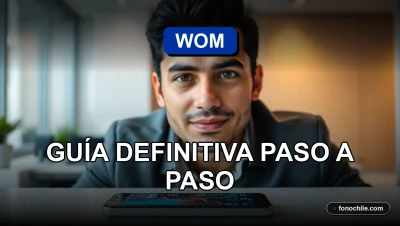 Hombre revisando su deuda con WOM en un teléfono inteligente, mostrando gráficos abstractos en la pantalla.