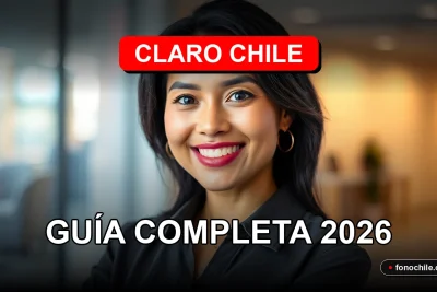 Mujer latina sonriente representando al servicio de atención al cliente de Claro Chile en oficina moderna.