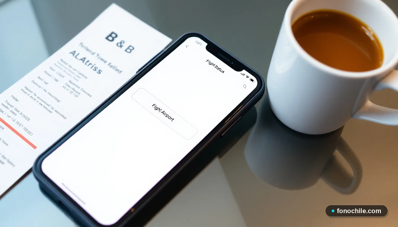 Interfaz moderna de un teléfono mostrando la opción de contacto de aeropuerto, ideal para viajeros en Chile 2026