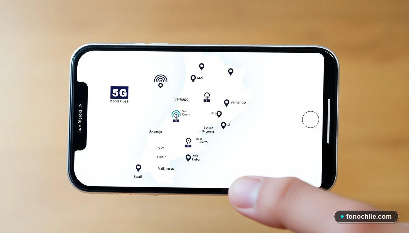 Mapa de cobertura de señal 5G y 4G en Chile mostrando las zonas con mejor recepción