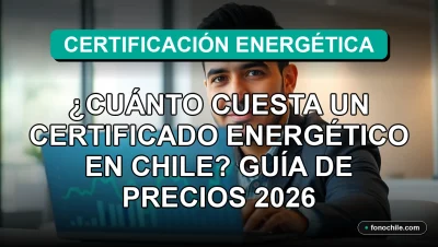 Hombre hispano experto en certificación energética en Chile, mostrando un informe de eficiencia energética en su computador portátil.