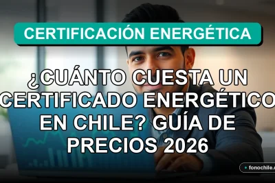 Hombre hispano experto en certificación energética en Chile, mostrando un informe de eficiencia energética en su computador portátil.