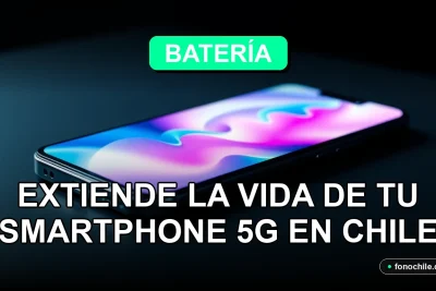 Consejos para extender la duración de la batería de un smartphone 5G en Chile, mostrando un teléfono moderno en una mesa.