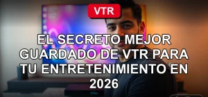 El decodificador D Box de VTR sobre una mesa moderna, mostrando gráficos abstractos de colores en la pantalla del televisor.