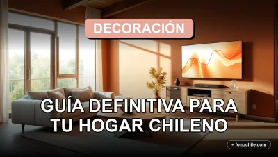 Guía de decoración de interiores moderna para el hogar chileno en 2026, mostrando un living con paleta de colores terrosos y diseño minimalista.
