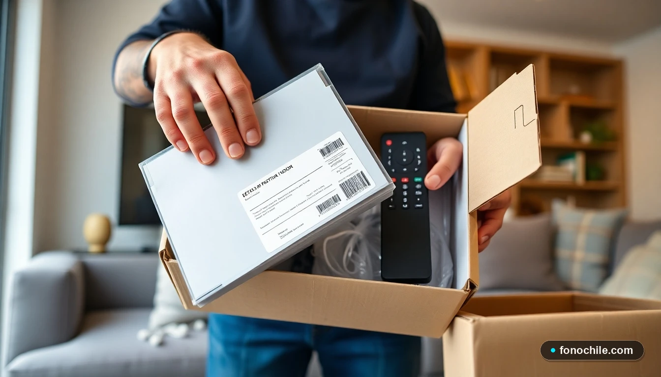 Cliente empacando el decodificador de Mundo Pacífico para su devolución post cancelación