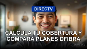 Hombre chileno sonriente mirando a la cámara con un fondo moderno, representando el servicio de DIRECTV Fibra.