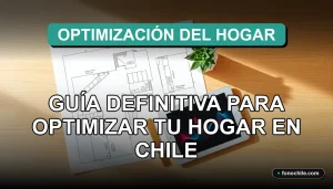 Guía de distribución de espacios para optimizar el hogar en Chile, mostrando un plano de diseño sobre una mesa con elementos decorativos modernos.