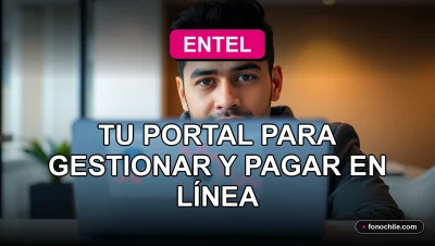 Portal web Entel Cuentas en un laptop sobre un escritorio moderno, mostrando gráficos abstractos de colores.