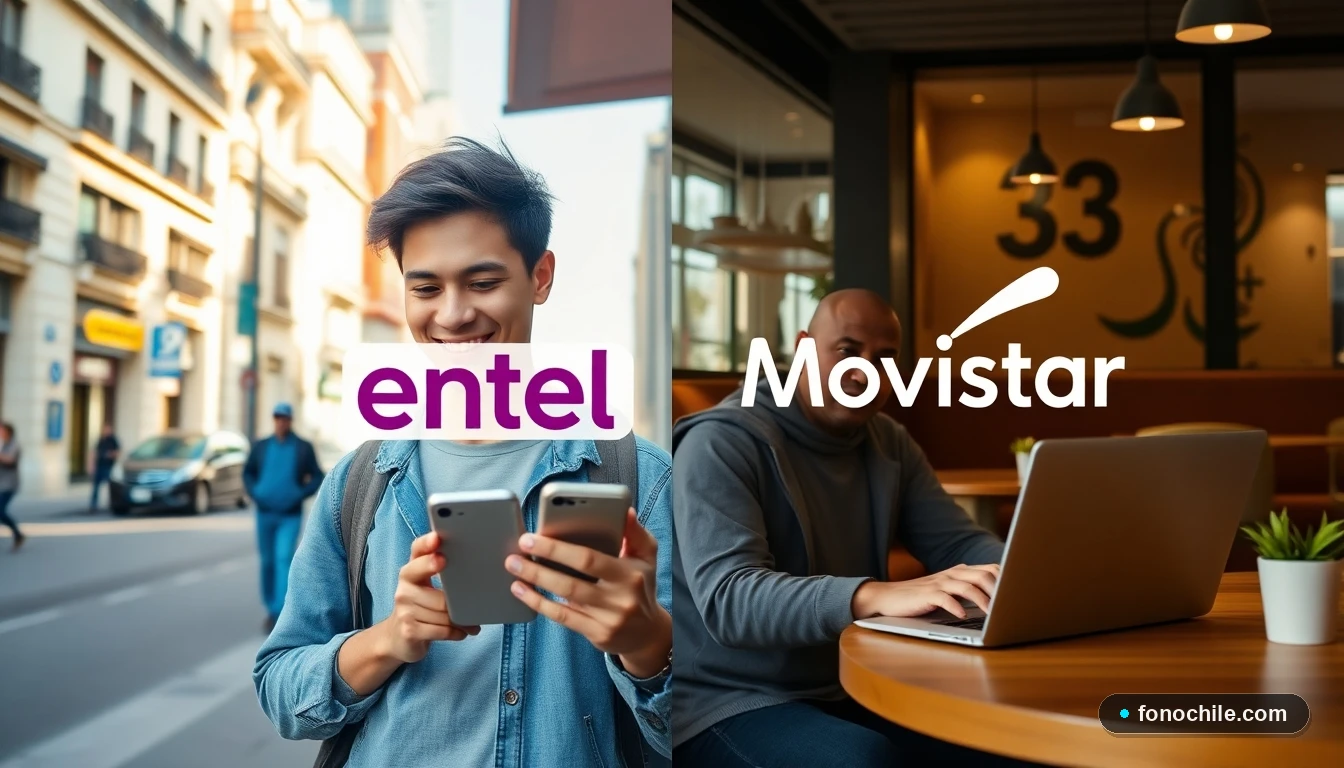 Comparativa visual entre usuarios de Entel y Movistar en escenarios urbanos de Chile 2026