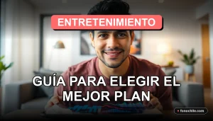 Familia chilena eligiendo plan de entretenimiento en casa para el año 2026, viendo opciones en una tablet.