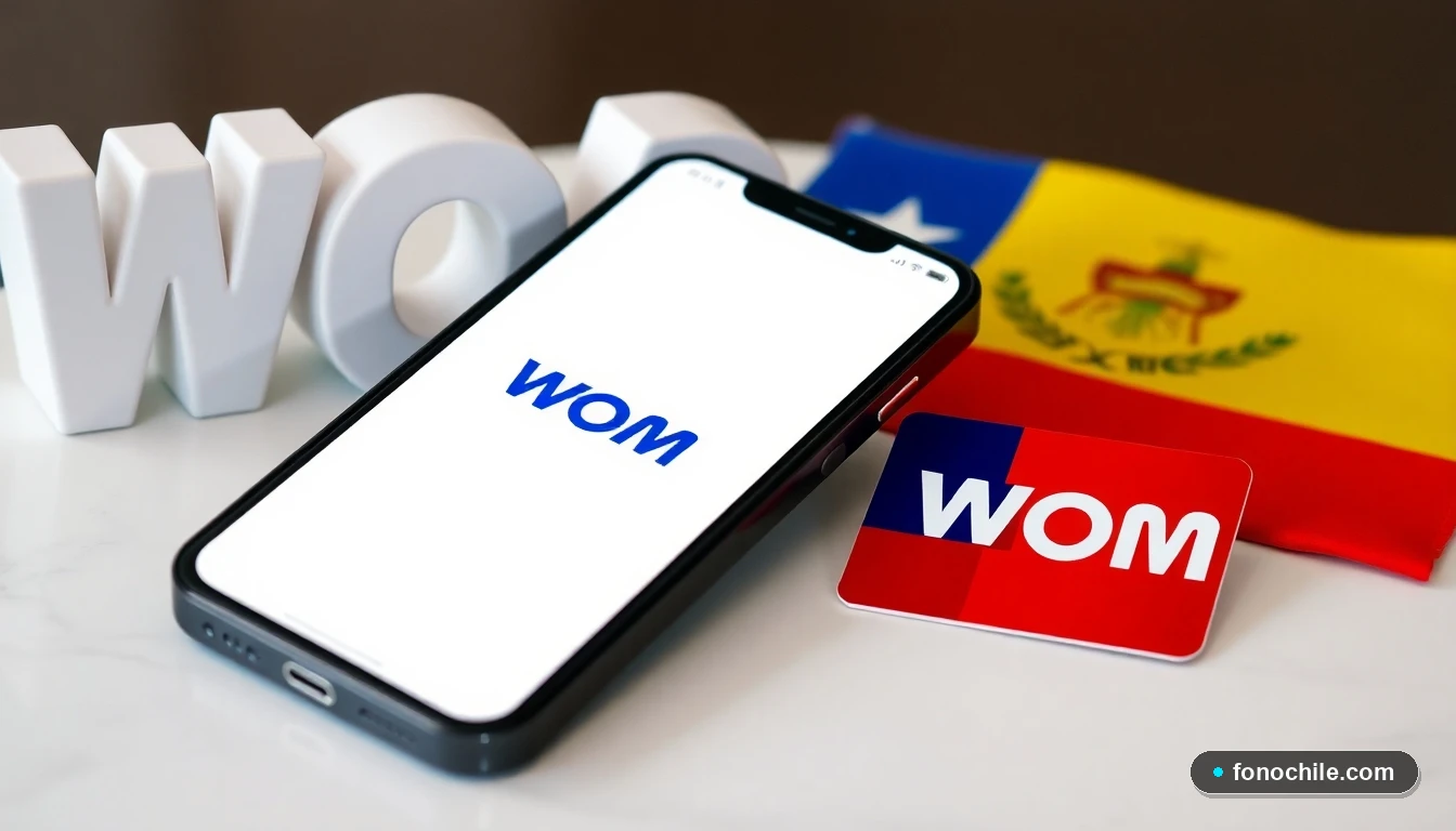 Smartphone con chip WOM sobre mesa, representando la libertad de elegir equipo propio en Chile.
