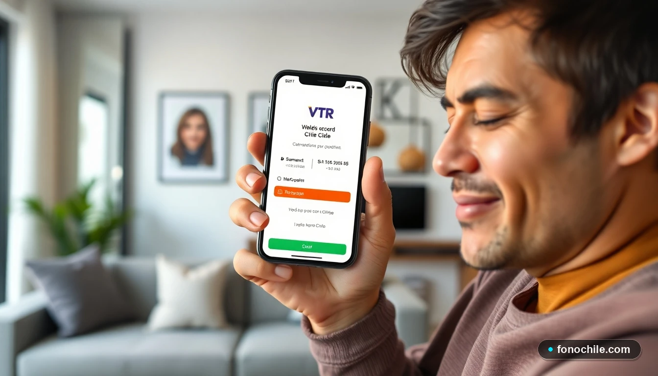 Cliente en Chile pagando su boleta VTR desde la app móvil para evitar cortes del servicio.