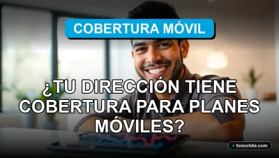 Hombre hispano-chileno sonriendo mientras verifica la cobertura de internet móvil en su teléfono en un ambiente moderno.
