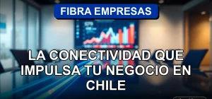 Empresa de telecomunicaciones en Chile ofrece fibra óptica para negocios con gráficos de rendimiento en pantalla.