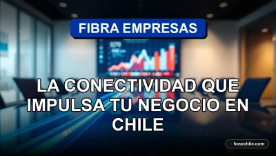 Empresa de telecomunicaciones en Chile ofrece fibra óptica para negocios con gráficos de rendimiento en pantalla.