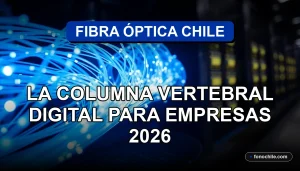 Fibra óptica de alta velocidad para empresas en Chile, mostrando el núcleo de conexión digital.