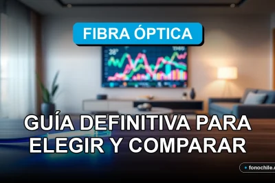 Guía comparativa de proveedores de fibra óptica en Chile para el año 2026, mostrando un cable de fibra óptica brillante en un entorno moderno.