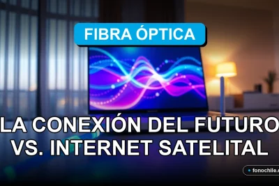 Comparación de fibra óptica y internet satelital en Chile, conexión de alta velocidad en un hogar moderno.